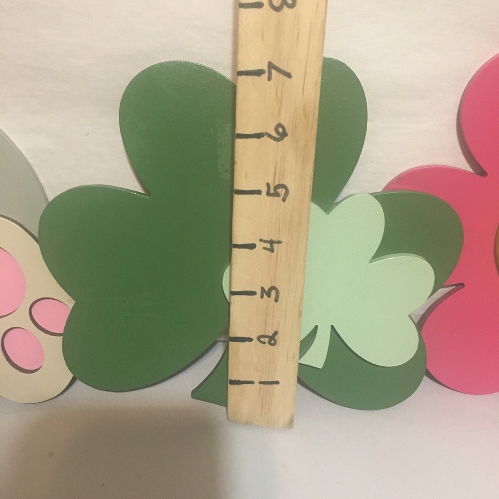 3 Wooden Cutouts For‎ Easter Spring Crafts Clover Flower Bunny 7" Each - Picture 6 of 12